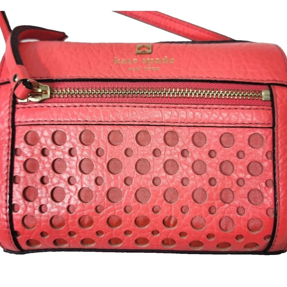 KATE SPADE Perri Lane Bubbles Leather Crossbody Bag $338 Coral Pink - Picture 4 of 16